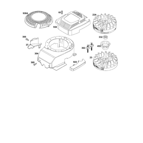Blower-Housing/Flywheel Diagram and Parts List for 12E800TO12E899  Briggs and Stratton Engine